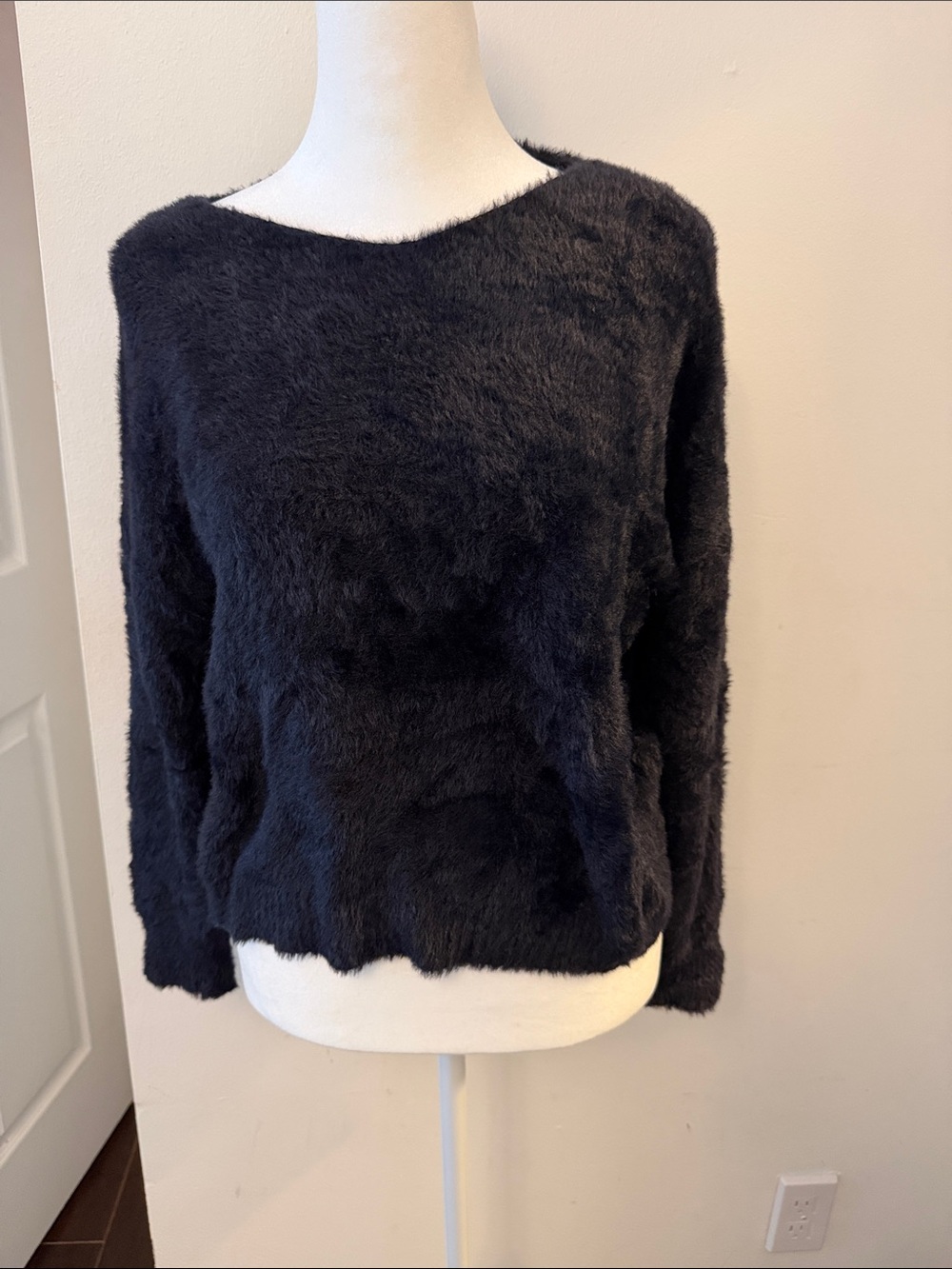 Cozy Fuzzy Crewneck Sweater - Black